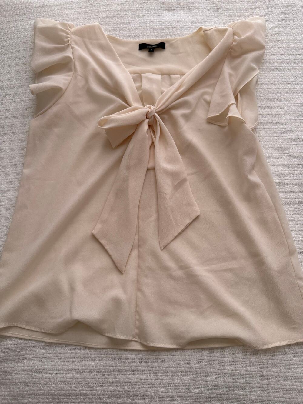Size Large Eclair Cream Blouse with Flutter Sleeve